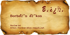 Borbás Ákos névjegykártya